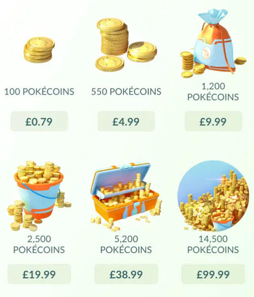 pokemon go coins cost
