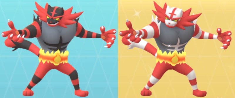 ポケモンGOのガオガエン通常色と色違い