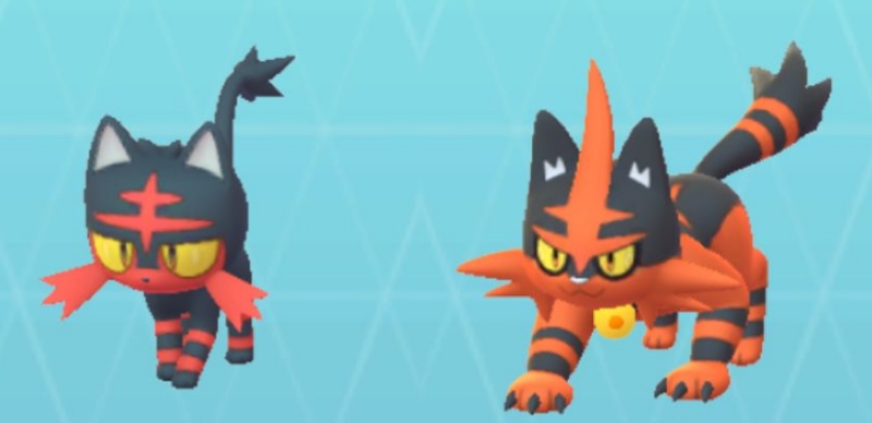 ポケモンGOのガオガエン通常色と色違い