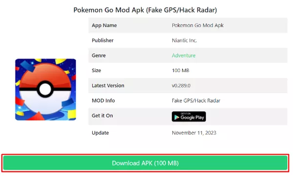 pokemon go mod apk