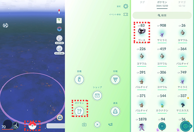 個体値を調べるポケモンをタップ