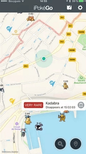 iPokeGoでポケモンの位置をチェックします