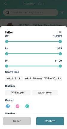 Pokemon Resource filter MocPOGO iOS