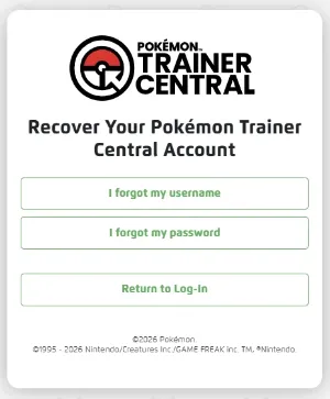 recover pokemon account via trainer club