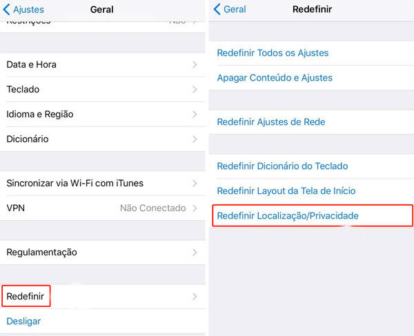 Redefinir localização no iOS 17