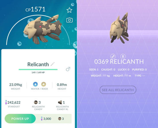 Relicanth Pokémon GO