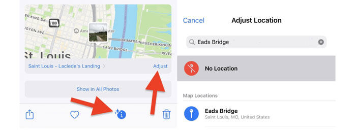 remove geotag iphone before share