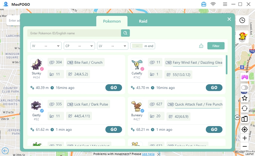 search pokemon manually mocpogo