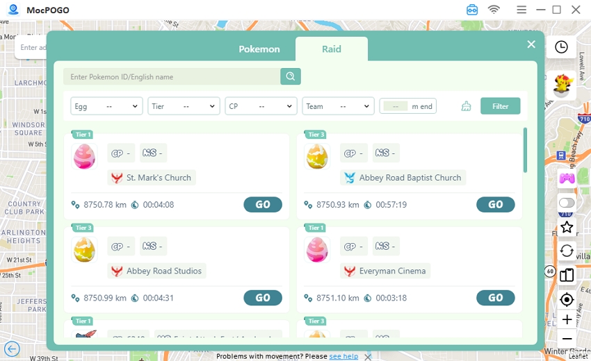 mocpogo search pokemon raid