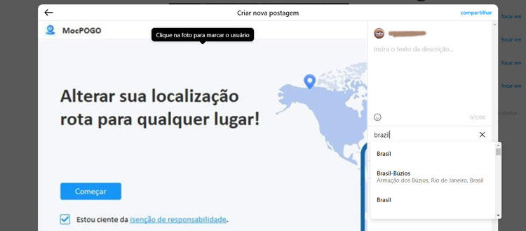 selecione localizacao instagram