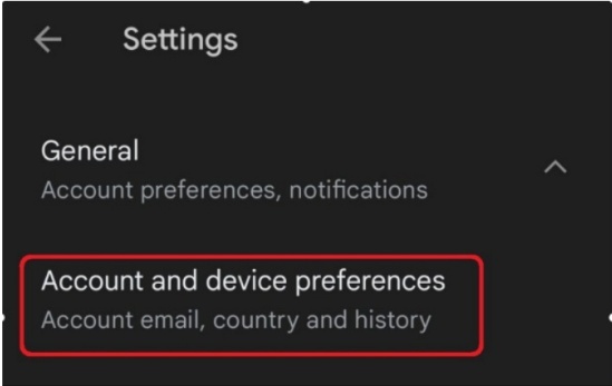 select account and device preferences 
