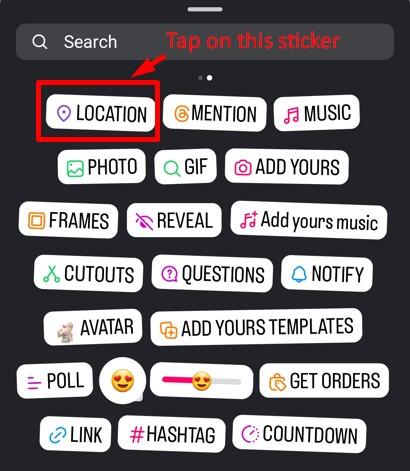 select your location on instagram