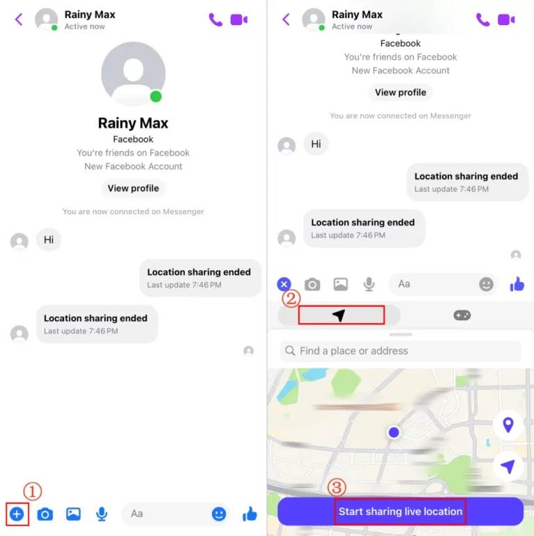 send location messenger on iphone