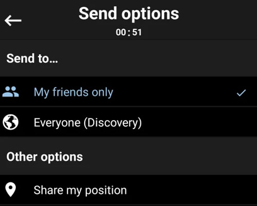 send options bereal