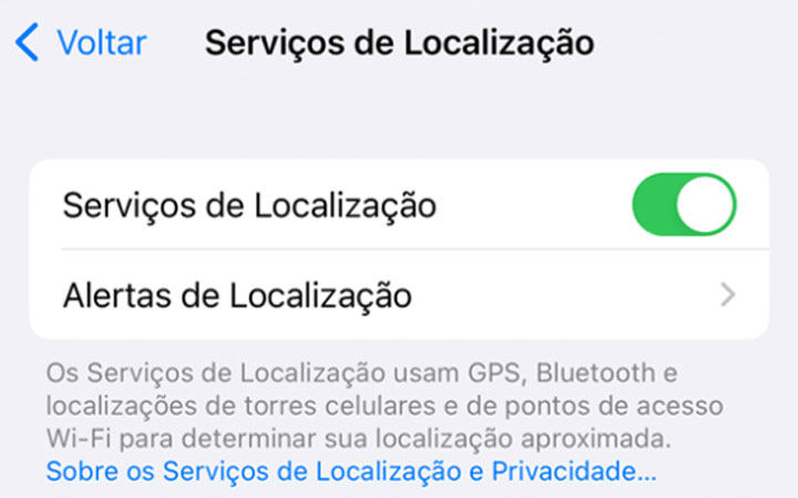 servicos de localizacao iphone