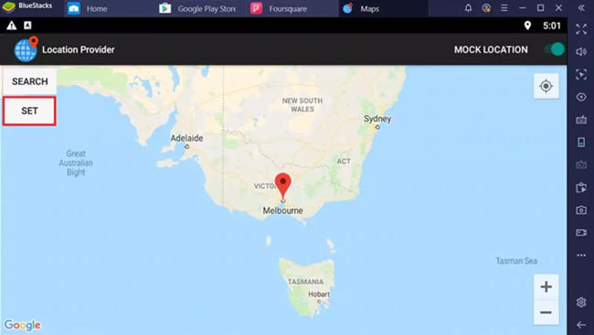 click set on bluestacks