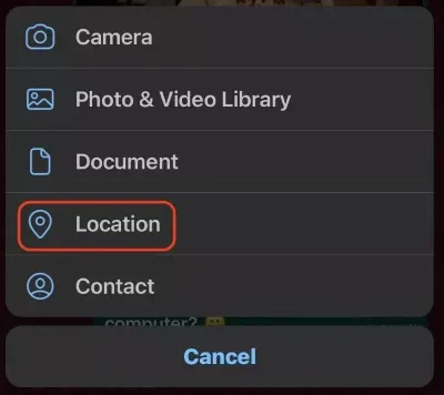 share a pin location on whatsapp