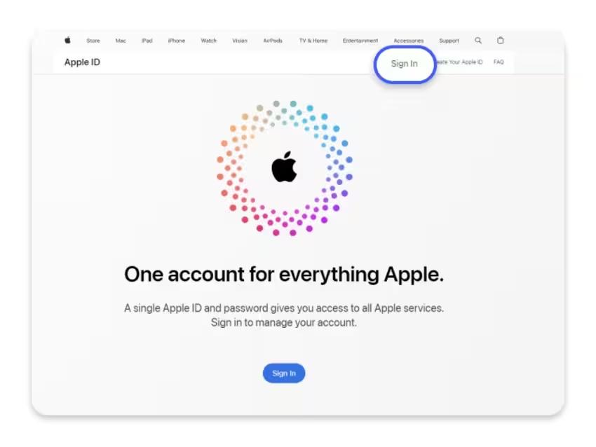 sign in apple id account