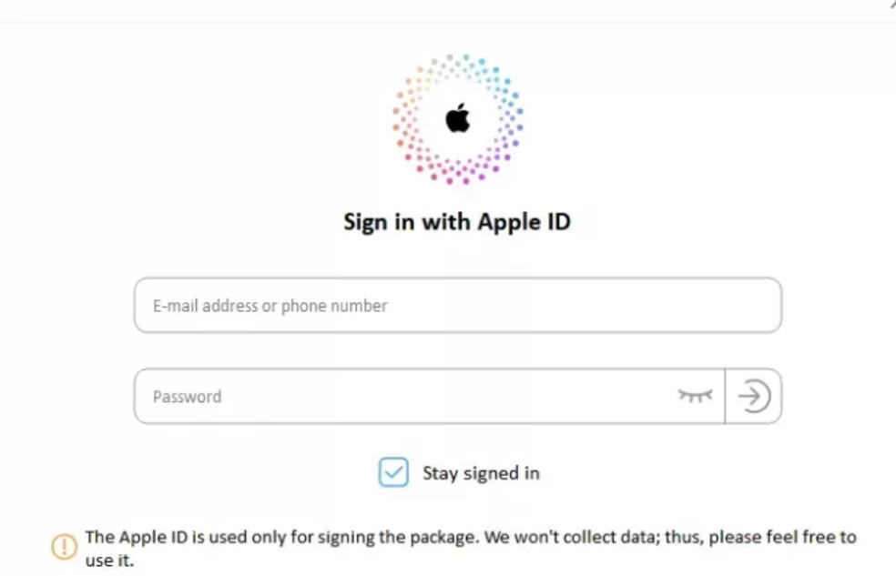 sign in using your apple id