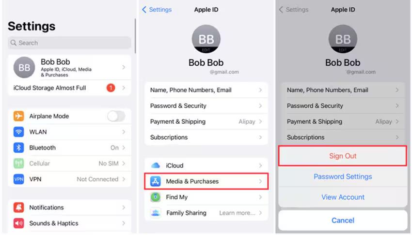 sign out itunes apple id account