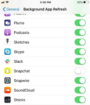 snapchat background app refresh iphone