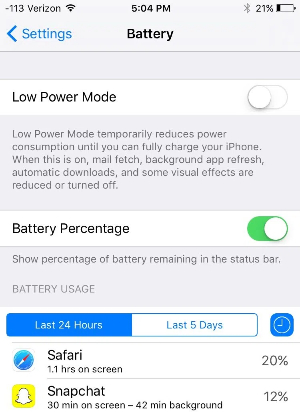 turn on low power mode iphone