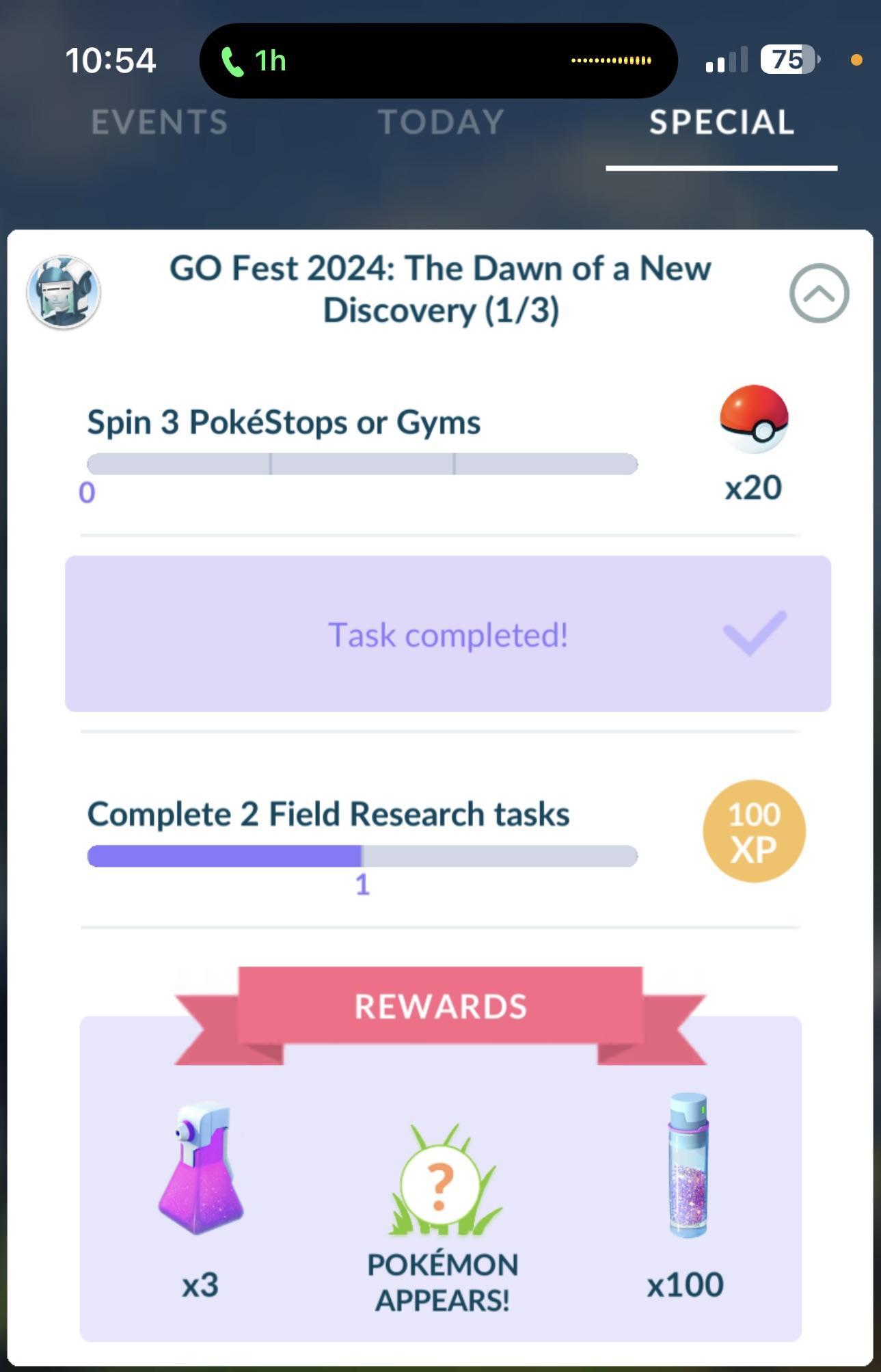 spin at least one pokestop or gym