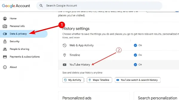 stop Google from tracking you youtube history