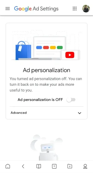 stop google tracking turn off adpersonalization