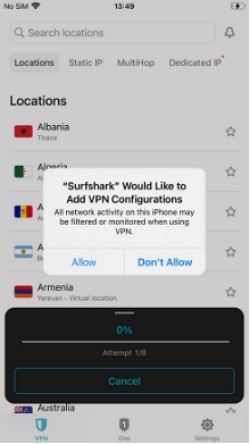 Surfshark　VPN設定