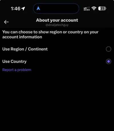 switch profile country to broader region