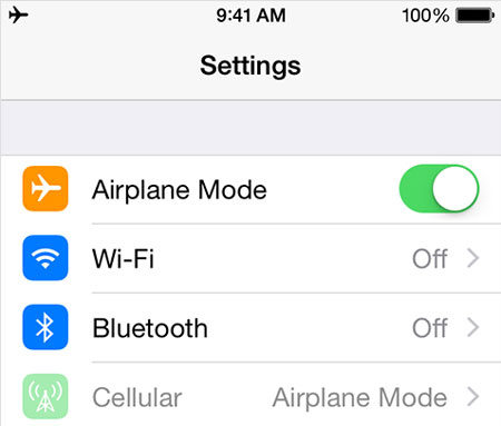 trun on airplane mode