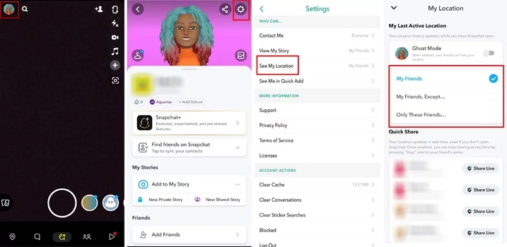 スナップチャットの位置情報をオフ