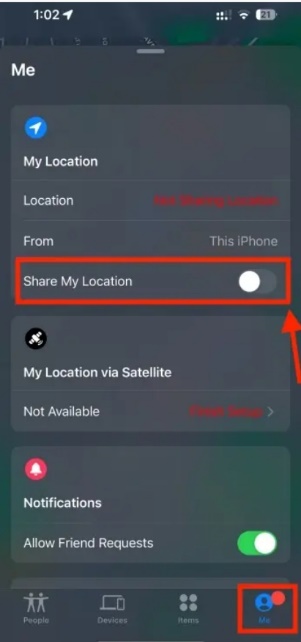 turn off share my location