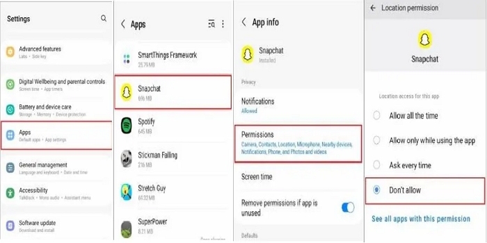 AndroidでSnapchatの位置をオフ