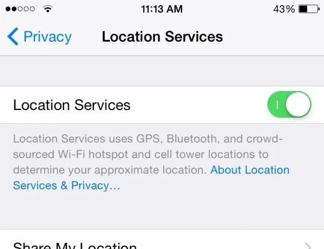 turn on location services on ios devices