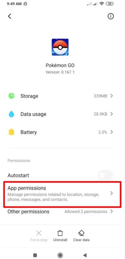 turn on pokemon go app permissions