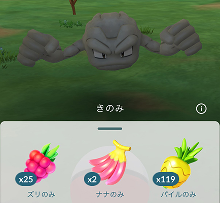 ポケモンgo ポケモン捕獲 きのみを使用