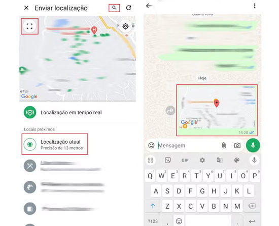 Partilha de Localização WhatsApp