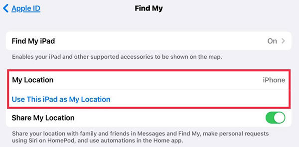 use this ipad as my location