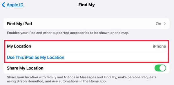 use this ipad as my location