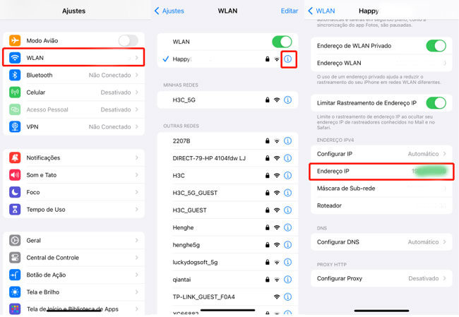 Verificando o IP no Celular