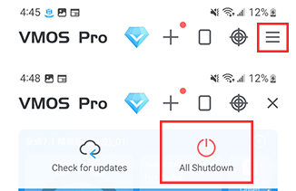 vmos all shutdown