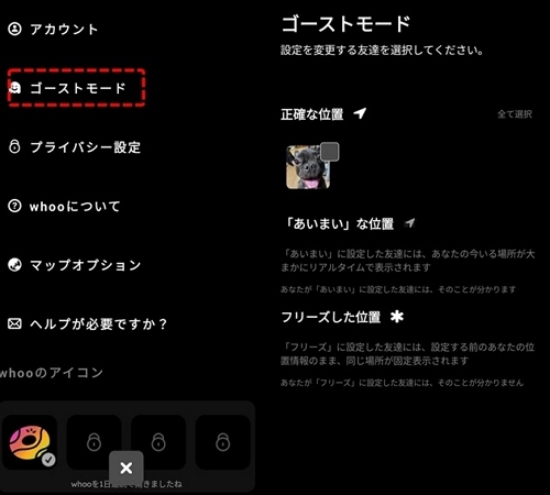 Whooのゴーストモード