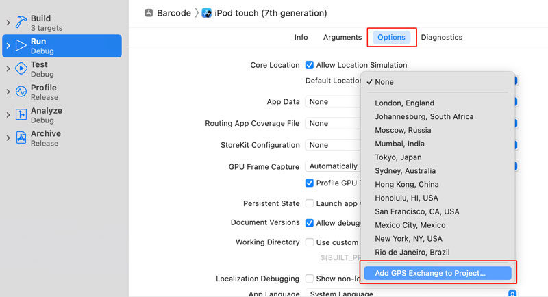 xcode add gpx file to workspace